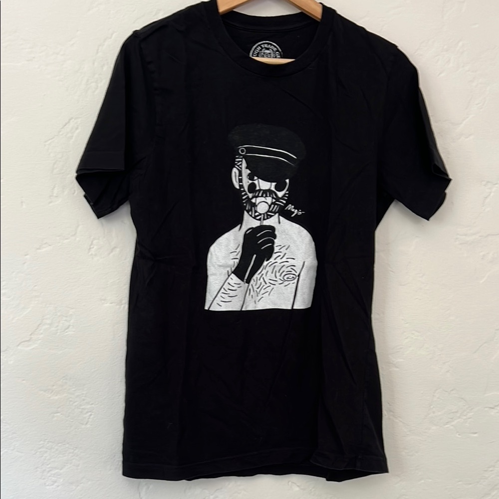 Black Short Sleeve Tee with Minimalist Graphic